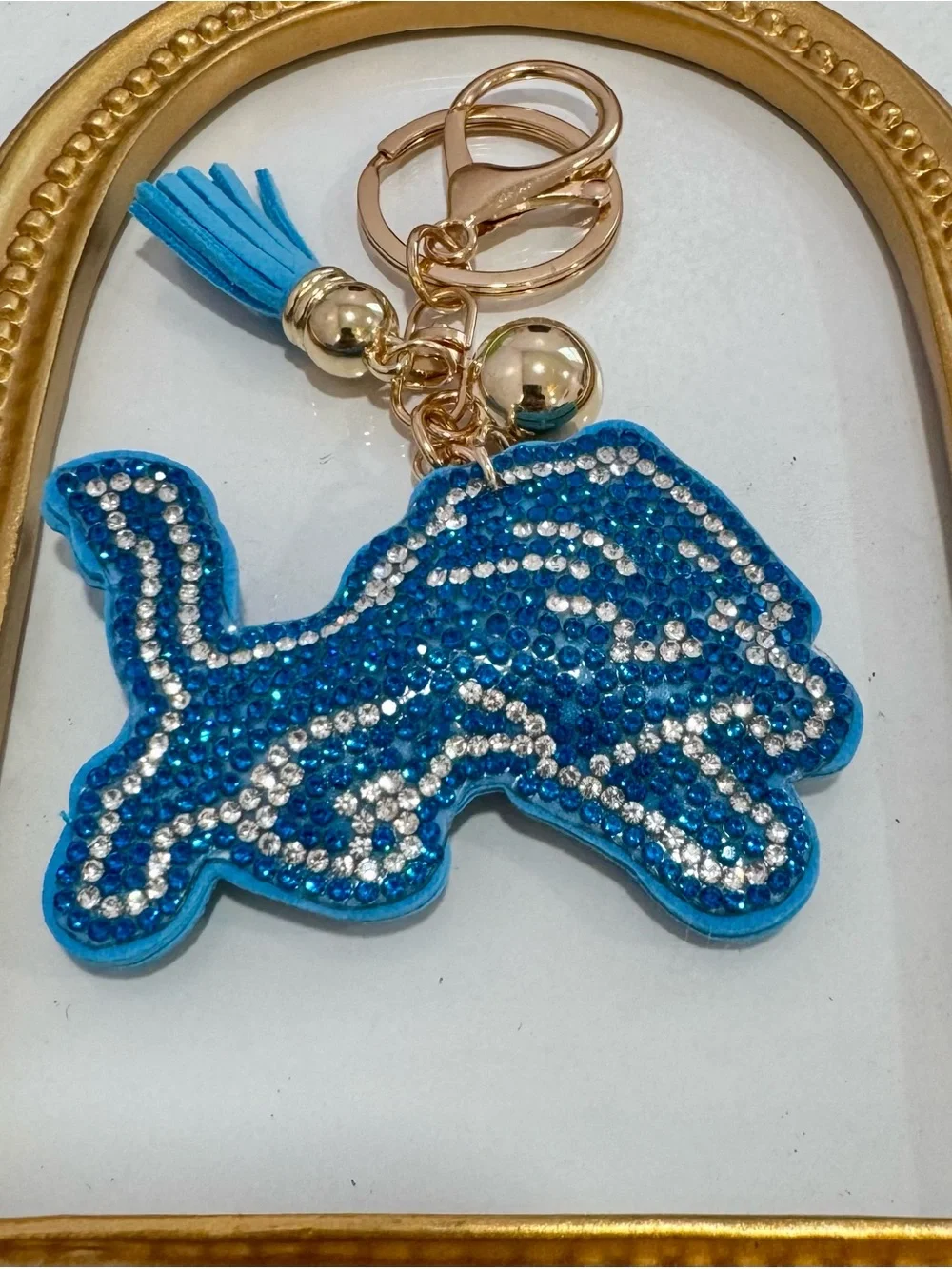New Blue Crystal Detroit Lions Keychain
